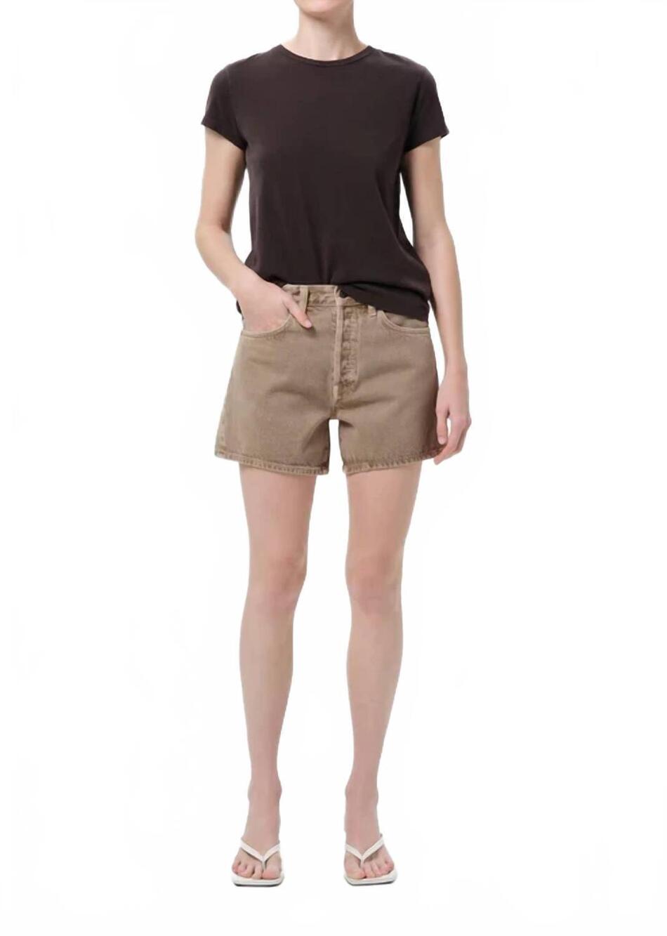 NEW AGOLDE parker high waist long shorts in trail